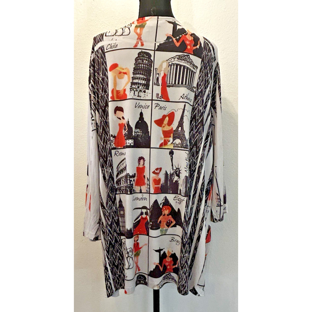 Investments World Traveler Tunic Top Plus Size 3X Paris London Graphic - Picture 2 of 10